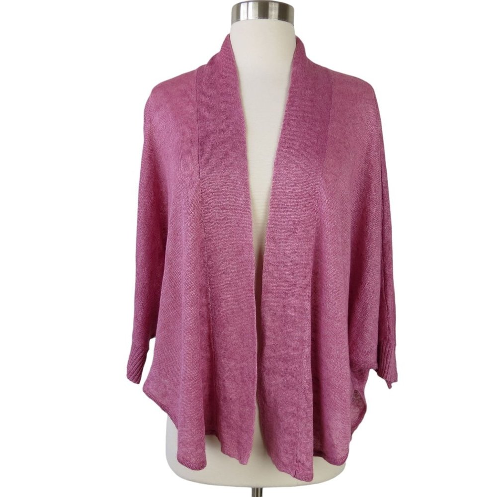 EILEEN FISHER Women's Pink Linen Dolman Open Front Cardigan Sweater Size S